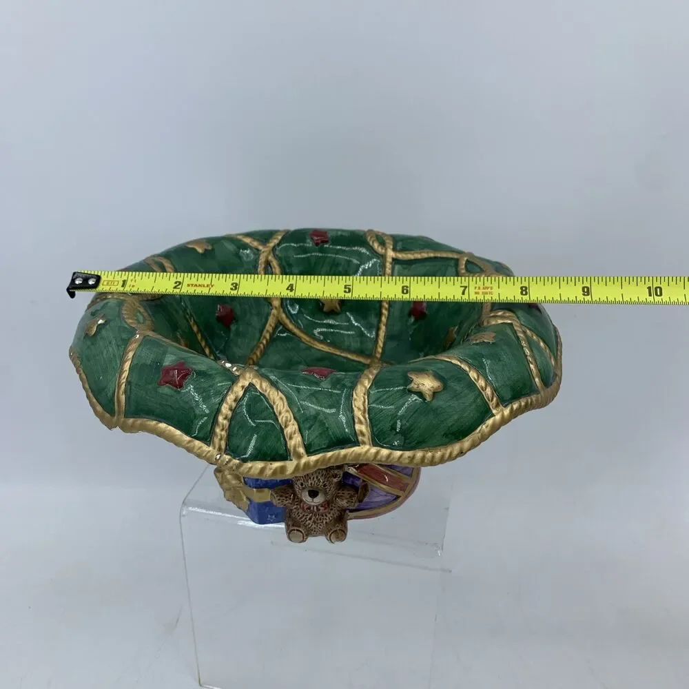 Vtg 1994 Fitz And Floyd‎ Santa’s List Footed Hand Painted Bowl Christmas Gifts